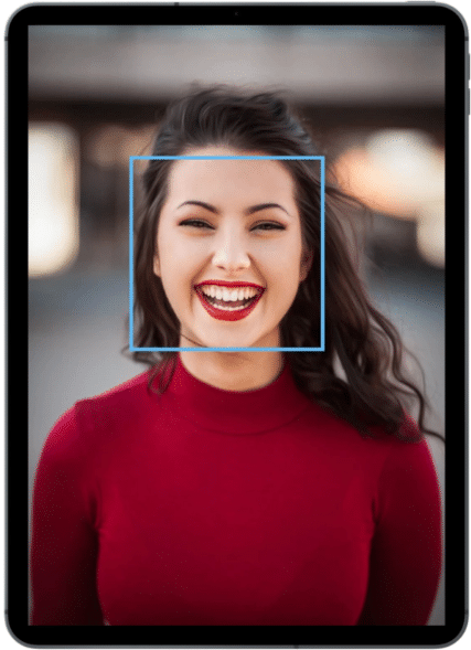 Vista en tablet de la funcionalidad reconocimiento facial